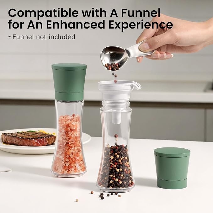 VEVOK CHEF Green Salt and Pepper Grinder Mill Set Stainless Steel Pepper Shaker - Image 6