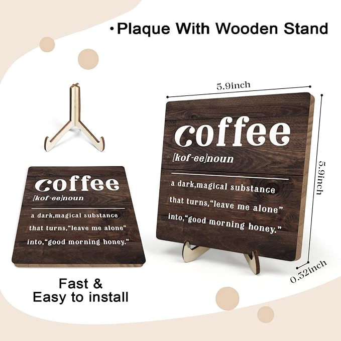 Coffee Bar Sign Plaque, Coffee Bar Accessories, Vintage Cafe Bar Plaque Desk - Image 2