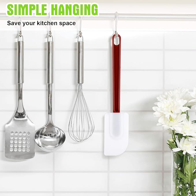 Meekoo 5 Pieces 14 Inch Rubber Spatula, 500°F High Heat Resistant Silicone - Image 3