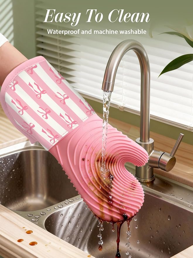 Slohif Long Silicone Oven Mitts Heat Resistant - Image 4