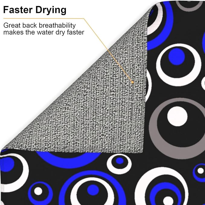 Blue Black White Geometric Circle Dish Drying Mat - Image 5