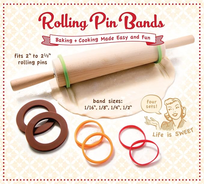 Talisman Designs Silicone Rolling Pin Bands | 8 Piece Set | Ensure Dough - Image 6