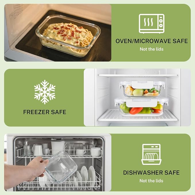 HOMBERKING 8 Pack Glass Food Storage Containers - Image 4