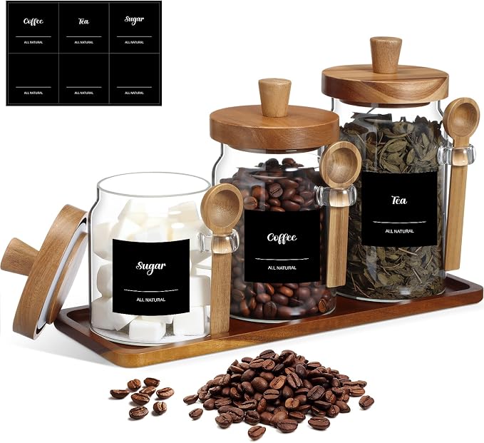 Suclain 3 Pcs Glass Coffee Container by Suclain