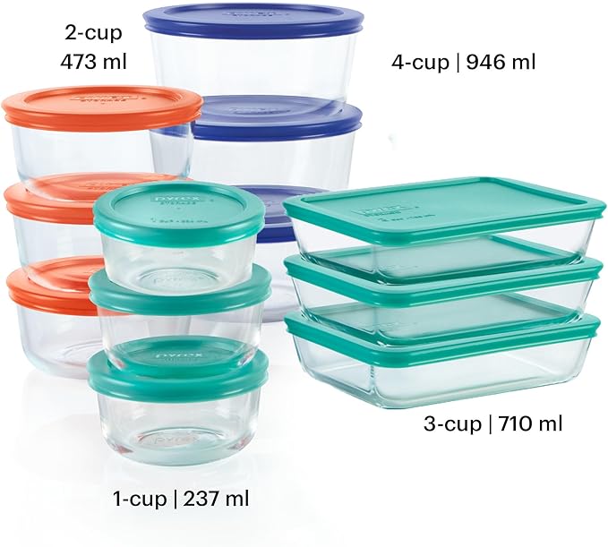 Pyrex Simply Store Glass Food Storage Containers Set, Meal Prep Containers - Image 2