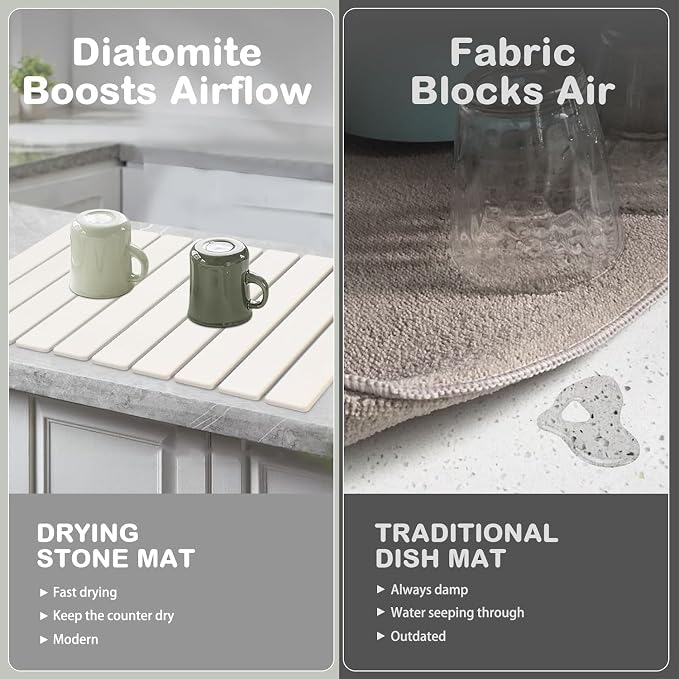 2 PCS Large Stone Dish Drying Mat - Image 4