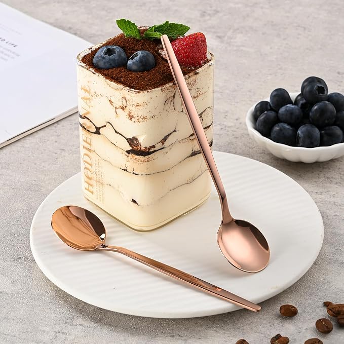 5.1Inch Stainless Steel Coffee & Tea Spoons Set, Rose Gold Teaspoon, Small - Image 9