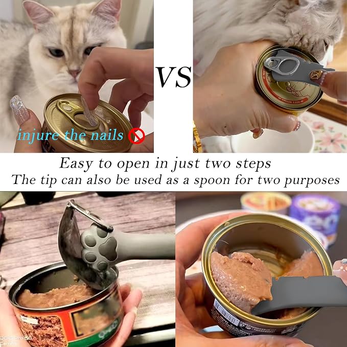 Food Can Spoon & Lids, One Multi-Functional Opener Spatula, Cute Paw Shape Spoon - Image 2