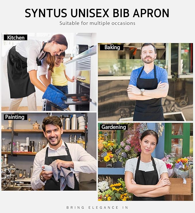 Syntus Apron for Men Women, Adjustable Cooking Kitchen Chef Aprons - Image 7