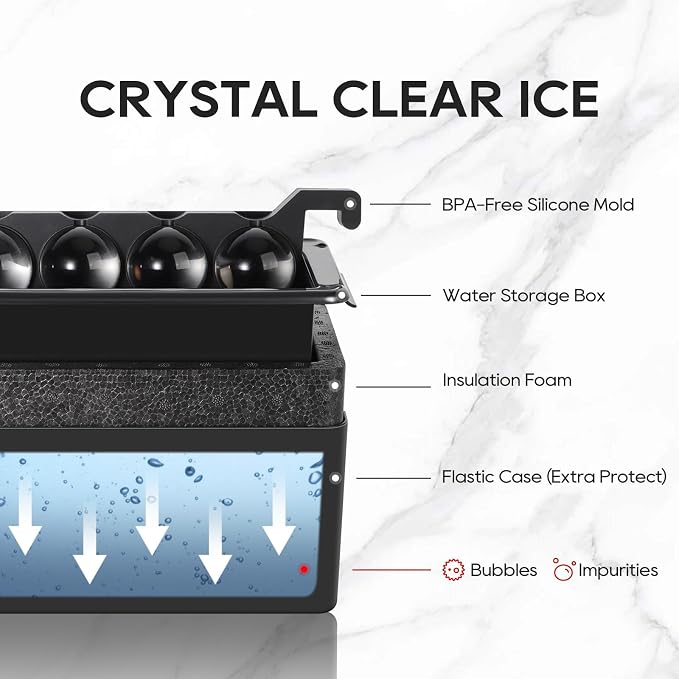 Mooues Clear Ice Cube Maker, 8 Large Whiskey Ice Cubes Mold, 2 Inch Silicone - Image 4
