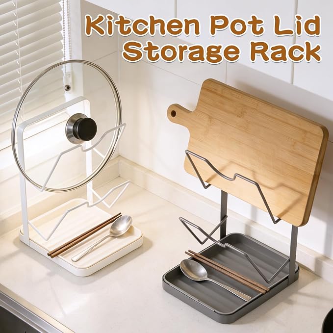 Kitchen Pot Lid Storage Rack, Pot Lid Organizer, Kitchen Pot Lid Holder While - Image 2