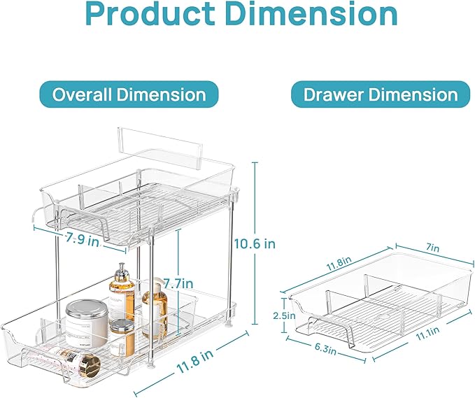 Vtopmart 4 Pack 2 Tier Bathroom Under Sink Organizers and Storage, Pull Out - Image 2