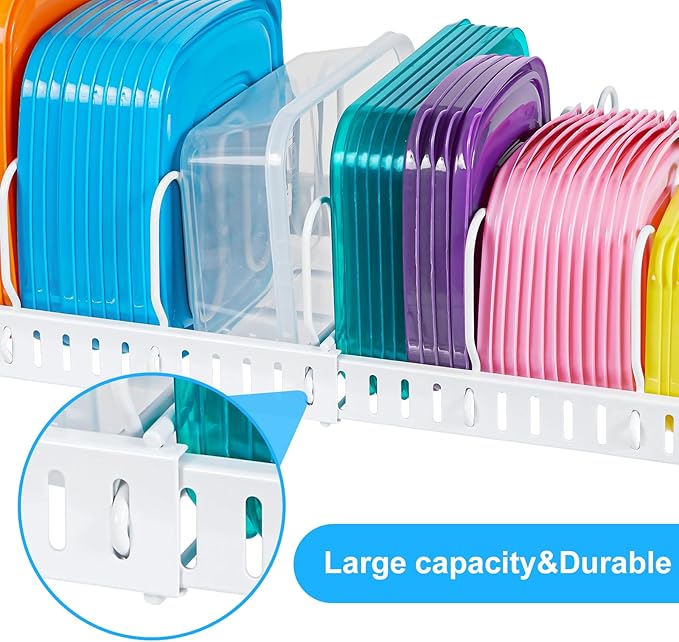 X-cosrack Expandable Food Container Lid Organizer, Large Capacity Adjustable 10 - Image 7