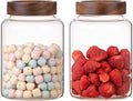 2 PCS Large Glass Jars with Wooden Airtight Lid 60 oz /1800ml by Patoper