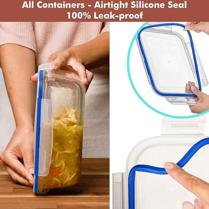 Razab 4 PC 1860ml / 63 Oz / 8 Cups Large Glass Food Storage Containers - Image 4