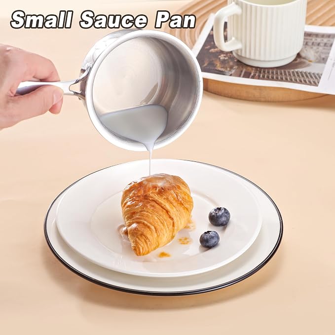 Mini Sauce Pan with Lid, Tri-Ply Stainless Steel Pot with Stay-Cool Handle & - Image 5