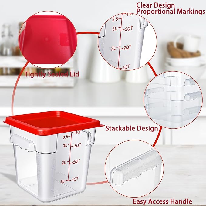 4 Pack 4QT Food Storage Containers - Image 3