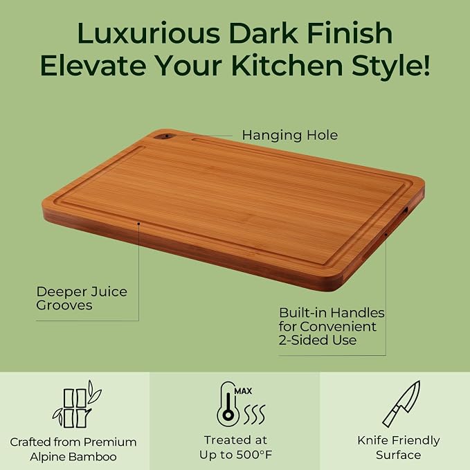Keechee Wood Cutting Board, Carbonized Bamboo Cutting Boards Set - Image 6