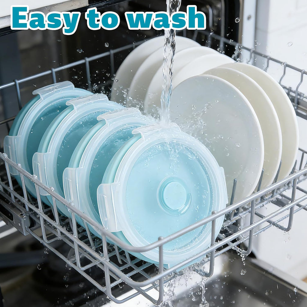 2pcs Collapsible Dog Bowls, Silicone Food & Water Travel Bowl with Lid
