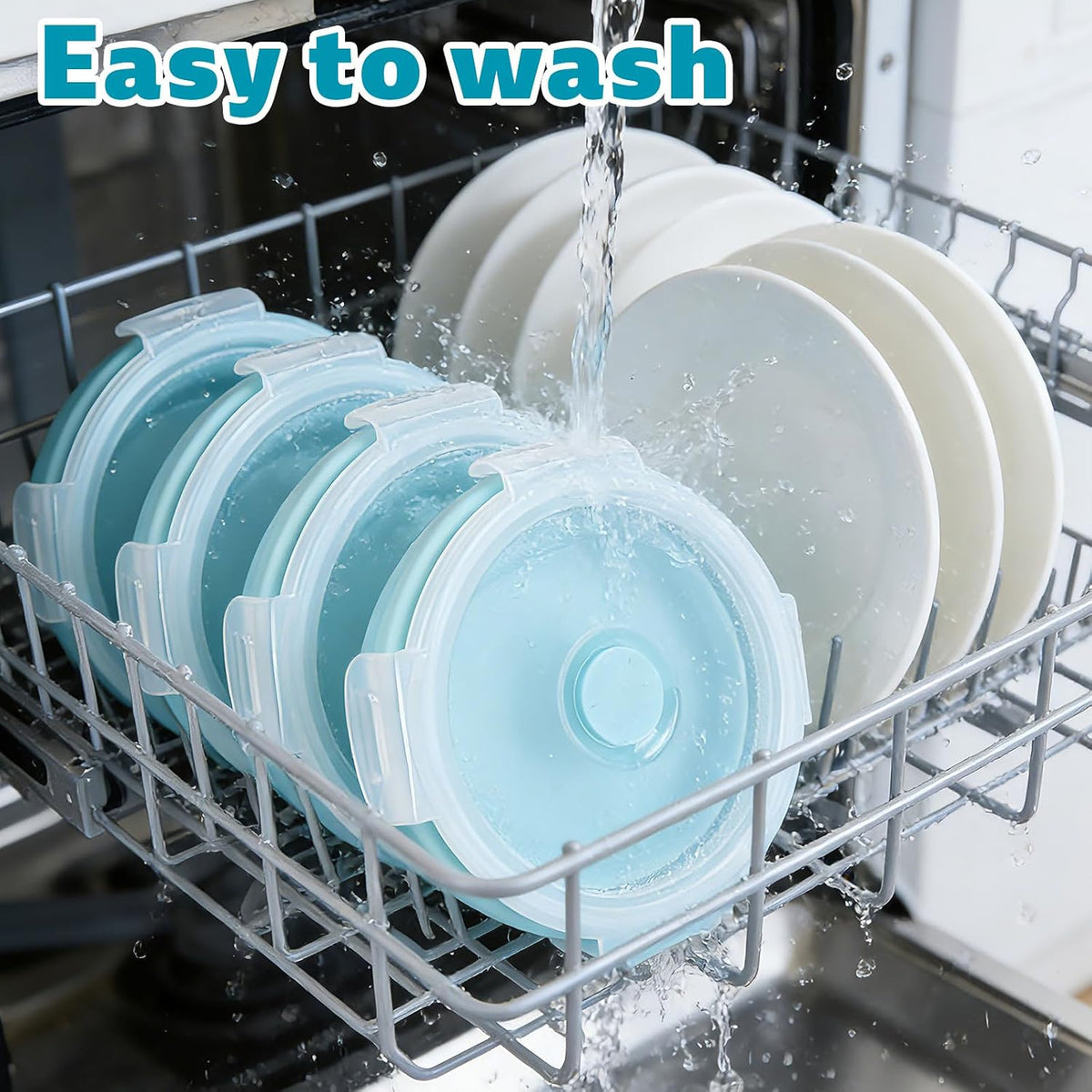 2pcs Collapsible Dog Bowls, Silicone Food & Water Travel Bowl with Lid