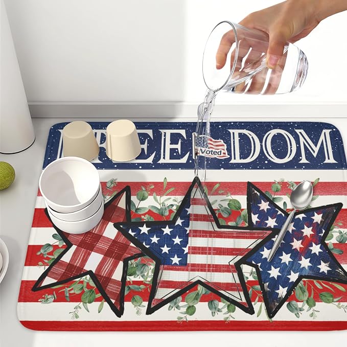 4th of July Dish Drying Mat 24x18 Inch, Patriotic Drying Mat - Image 6