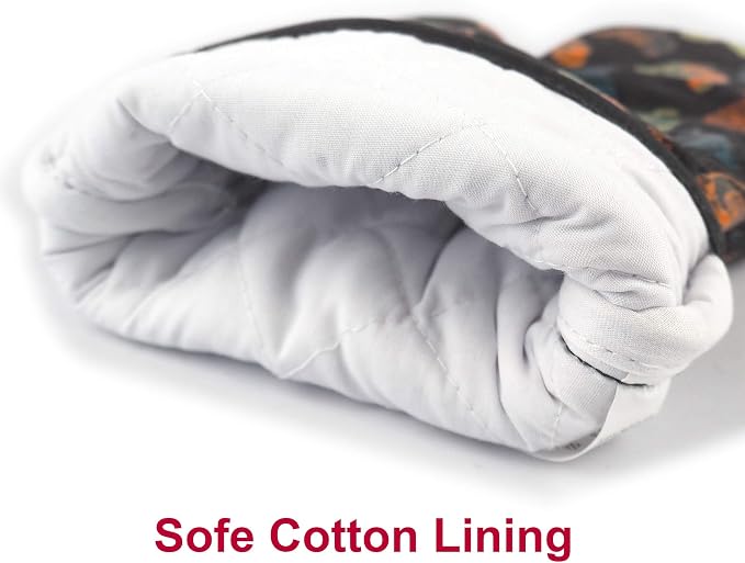 Oven Mitts Gloves 1 Pair Heat Resistant 480 ℉ Non Slip Clear Silicone Printed - Image 4
