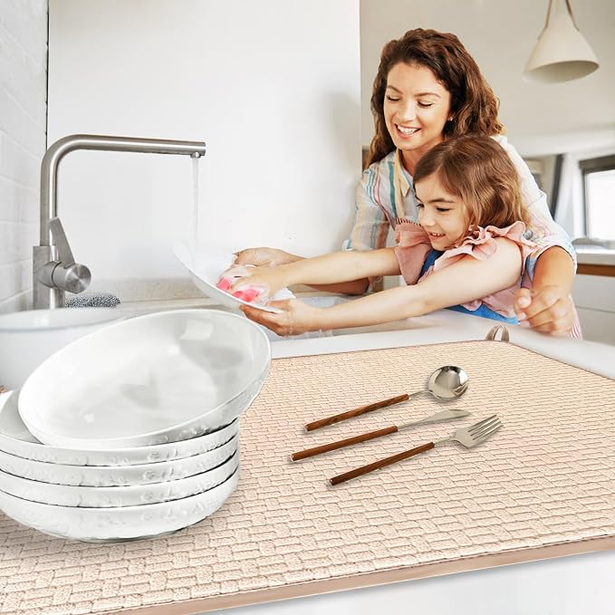 2 Pack XXL Large Microfiber Dish Drying Mat, 24*17 inch Absorbent Dish Drainer - Image 6
