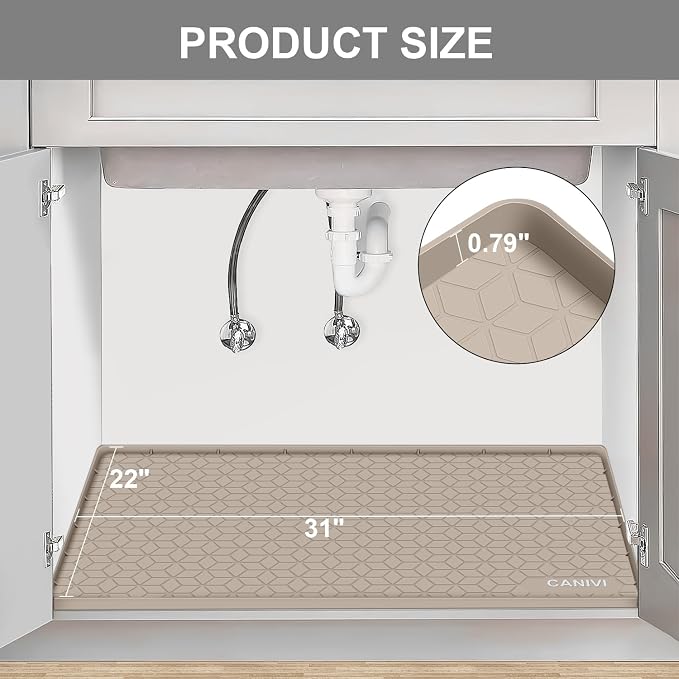 Under Sink Mat, Kitchen Cabinet Shelf Protector, Fits 36 inch Standard Cabinet - Image 2