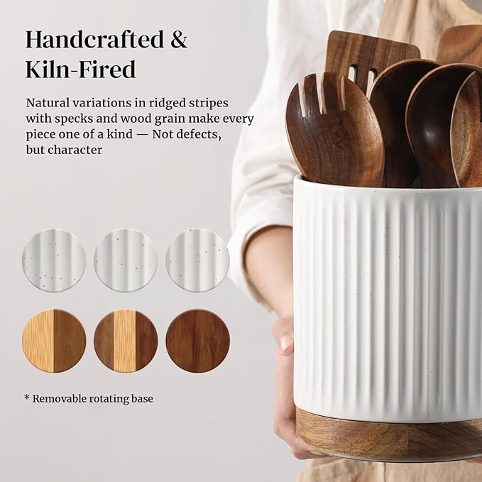 DOWAN 360° Rotating Extra Large Cooking Utensil Holder, 7.6" Kitchen Utensil - Image 3