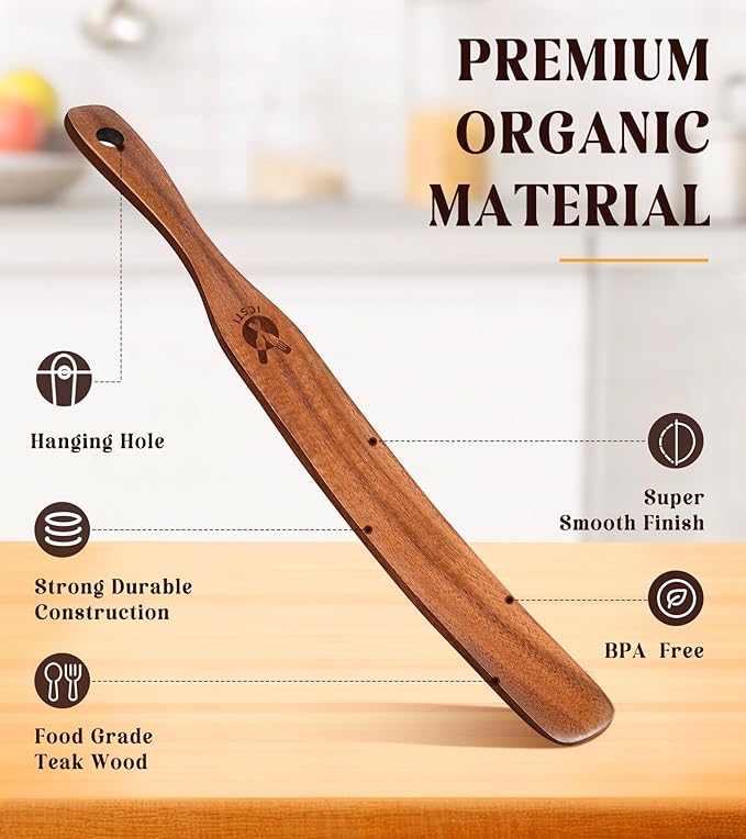 2 Pack Wooden Spurtle for Sourdough Starter, Reaching Bottom of Jar, Dough Whisk - Image 3