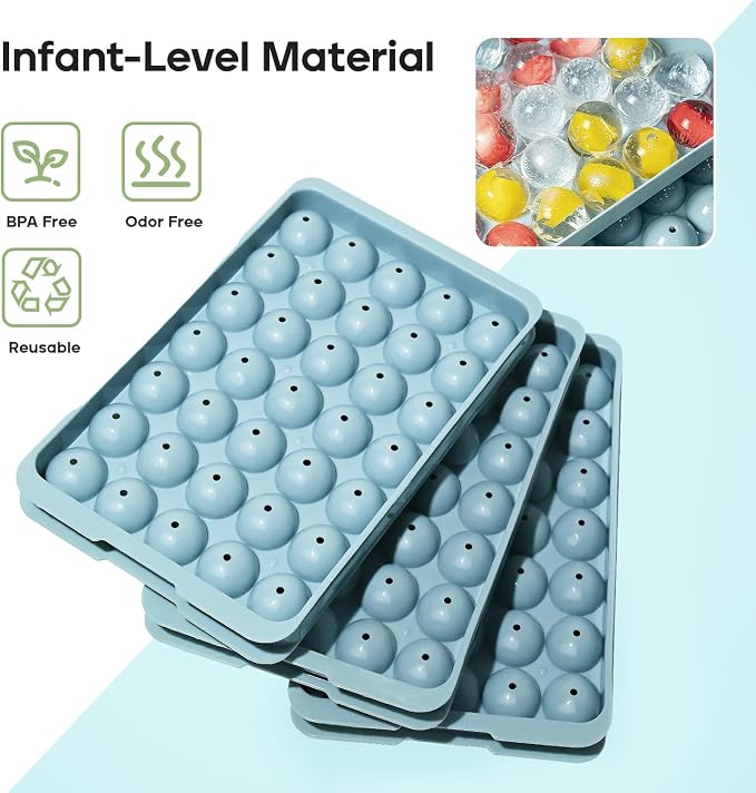 Ice Cube Trays with Lid and Bin, 1.0 IN Small Round Ice Cube Mold - Image 3