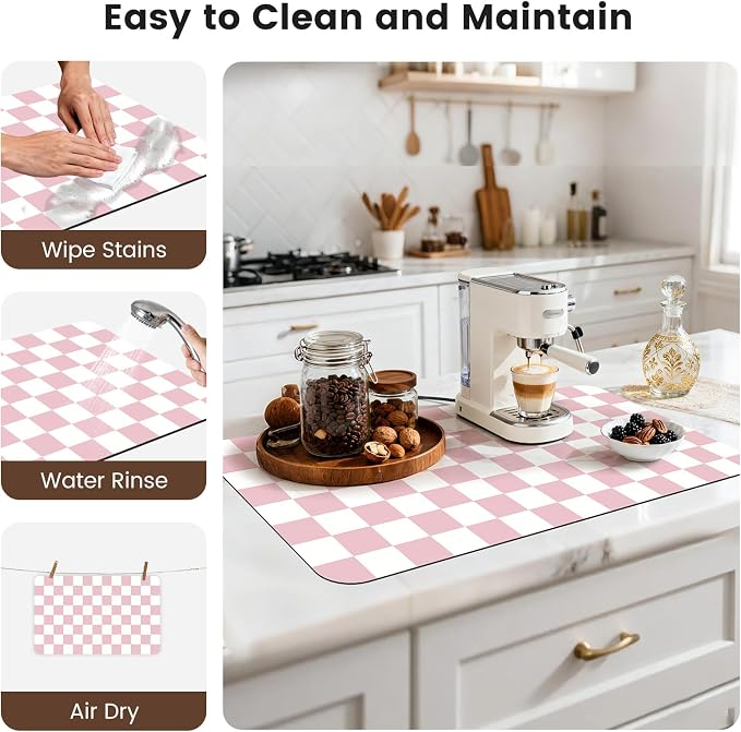 17" x 32" Checkered Dish Drying Mat - Image 7