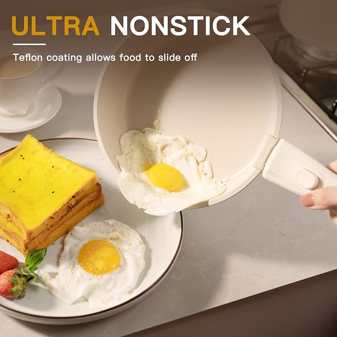 Astercook 21 Pcs Pots and Pans Set Non Stick, Ceramic Cookware Set Detachable - Image 2