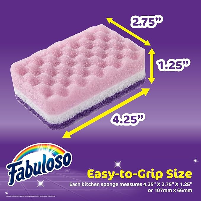 Fabuloso Scratch-Free Kitchen Dish Sponges, Counters and Sinks, Tough on Messes - Image 5