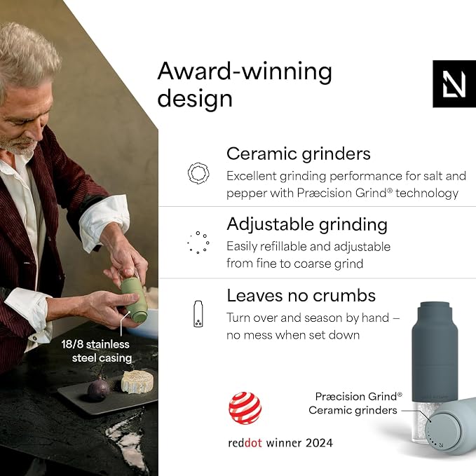 LARS NYSØM Salt and Pepper Grinder Set, Stainless Steel Manual Salt and Pepper - Image 2