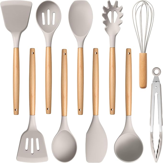 E-far Silicone Cooking Utensils Set, 10-Piece Heat Resistant Kitchen Utensils by E-far