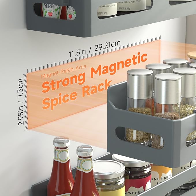 Sevenblue 4 Pack Strong Magnetic Spice Rack - Image 2