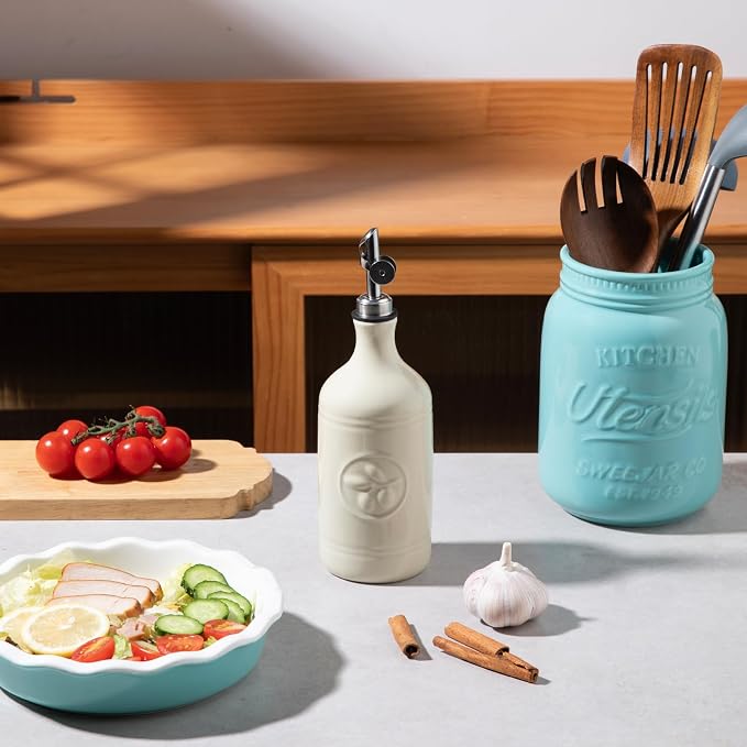 Sweejar 16 Oz Ceramic Olive Oil Dispenser Bottle, Oil Dispenser - Image 2