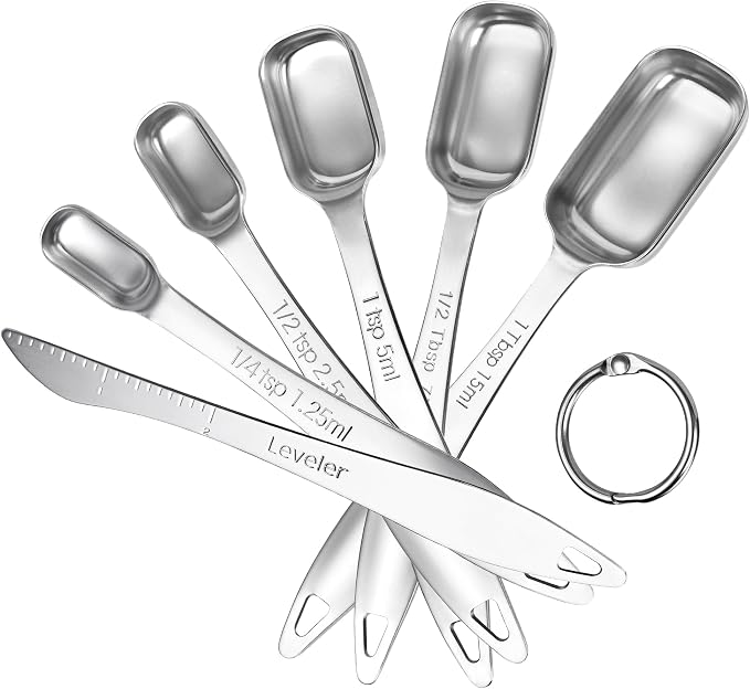 U-Taste Narrow Square Measuring Spoons: 18/8 Stainless Steel Kitchen Measure by U-Taste