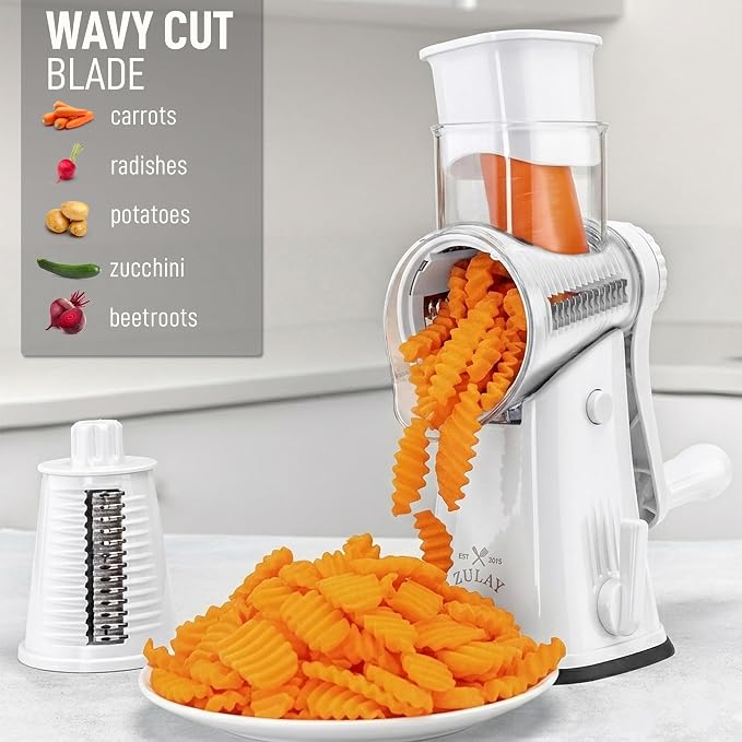 Zulay Kitchen Rotary Cheese Grater 5 Blade Cheese Shredder - Image 4