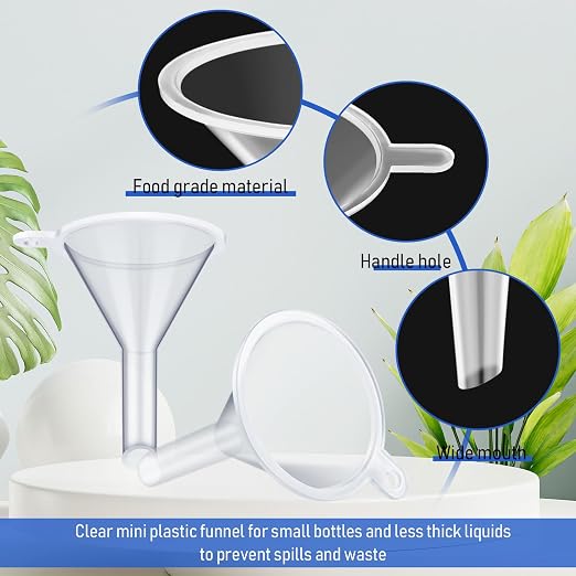 Hoolerry 100 Pcs Small Funnel for Filling Small Bottles Clear Plastic Mini - Image 3