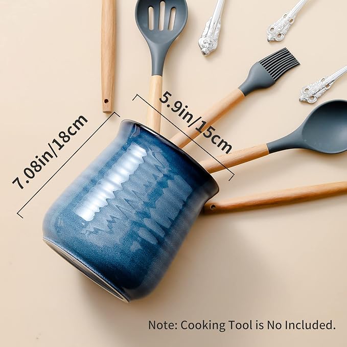 HASENSE Extra Large Ceramic Utensil Holder Crock - Image 4