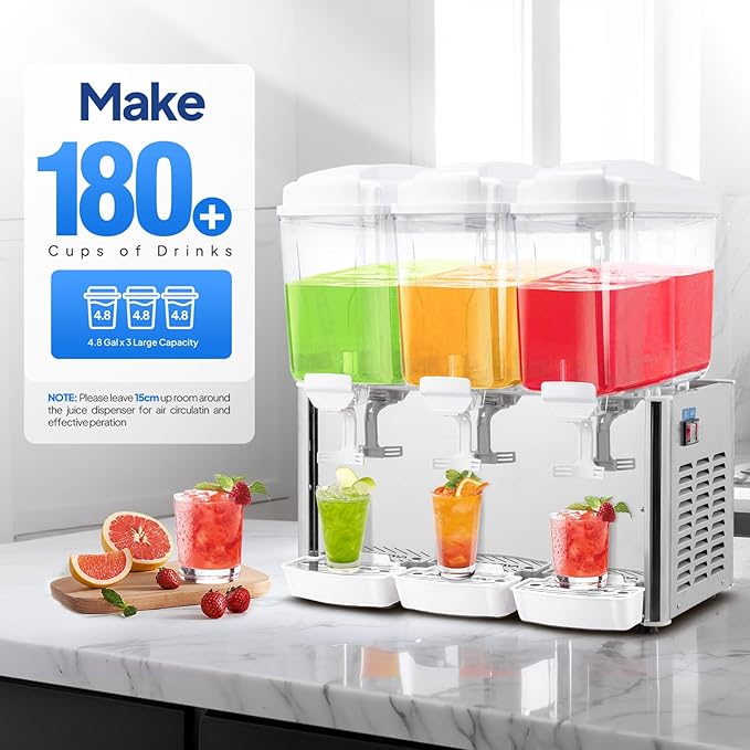 ROVSUN 14.4 Gallon/54L Commercial Beverage Dispenser Drink Dispenser, 18L X 3 - Image 3