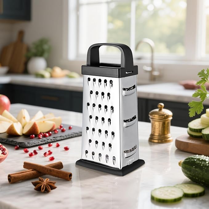 Cheese Grater, 8 IN Size 4-Sided Stainless Steel Grater, Food Shredder - Image 5