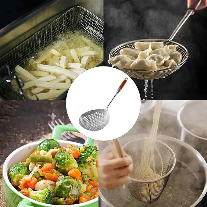 Stainless Steel Skimmer Slotted Spoon, Spider Strainer Ladle - Image 6