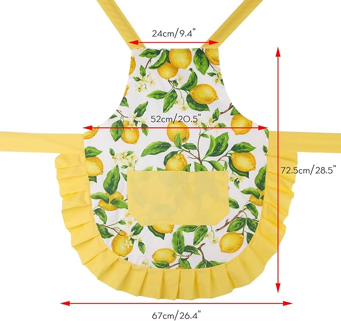 G2PLUS Thick Lemon Cotton Apron, Kitchen Apron - Image 2