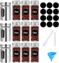 12 Pack Glass Spice Jars with Label, Empty Spice Bottles with Metal