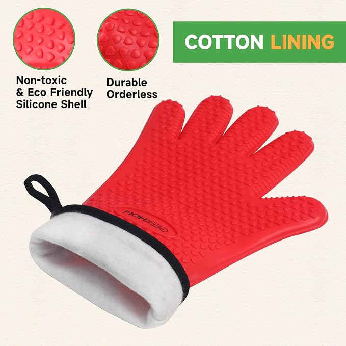 GEEKHOM BBQ Gloves Heat Resistant Oven Mitts - Image 6