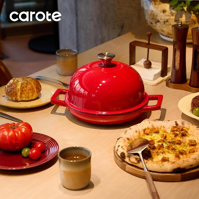 CAROTE Enameled Cast Iron Bread Dutch Oven, Round Bread Oven Pot - Image 5