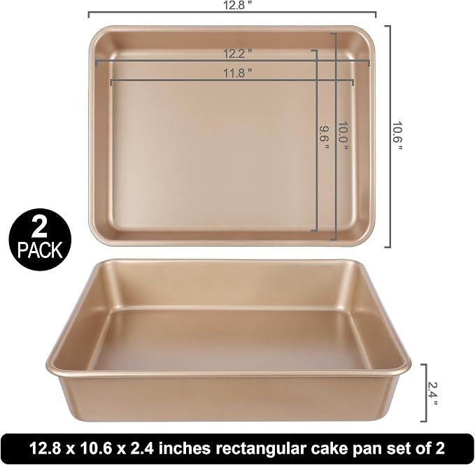 Baking Pan Set of 2, 12.5’’ X 10’’ X 2.4’’ Nonstick Sheet Cake Pan - Image 2